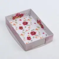 Кондитерская упаковка, коробка для макарун с пластиковой крышкой, &laquo;Цветы&raquo;, 18 х 12 х 3.5 см