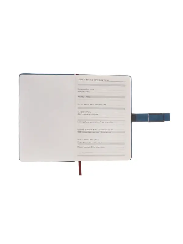 Ежедневник недатированный формат А5, с хлястиком, 112л, линия, пвх, Синий