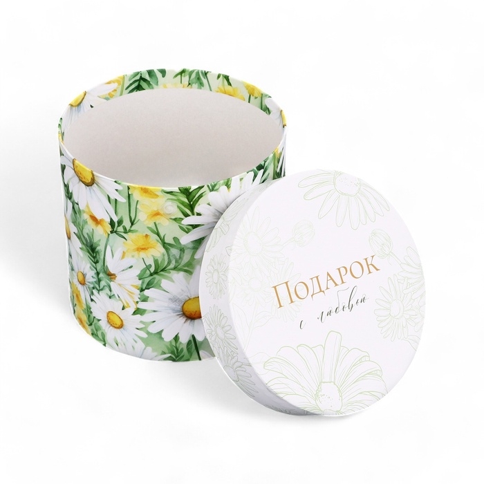 Набор шляпных коробок для цветов 5 в 1, упаковка подарочная, &laquo;Ромашки&raquo;, 16 х 14 см - 22 х 19,5 см