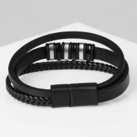 Браслет унисекс «Мощь» три звена, цвет чёрный с чёрно-серебряным металлом, 21,5 см Браслет унисекс «Мощь» три звена, цвет чёрный с чёрно-серебряным металлом, 21,5 см