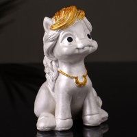 Статуэтка "Пони с подковой" 8х5х5 см, перламутр Статуэтка "Пони с подковой" 8х5х5 см, перламутр