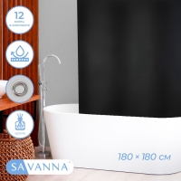 Штора для ванной &laquo;Классика&raquo;, с люверсами, с утяжелителями, PEVA ароматизированная, 180&times;180 см, чёрная