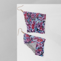 Серьги висячие &laquo;Ромб&raquo; кольчуга, всплеск цветов, цветные, 9 см