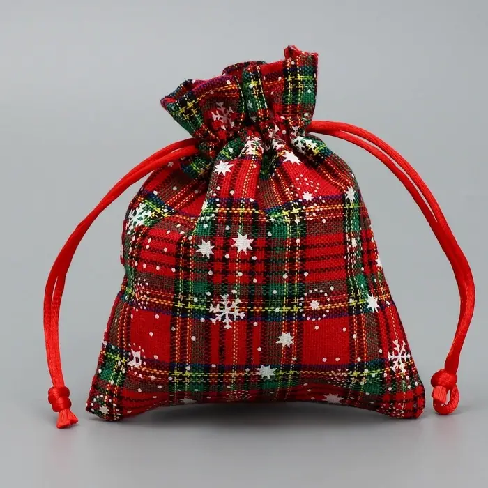 Мешочек подарочный холща &laquo;Новогодние истории&raquo;, снежинки, 10 х 12 см +/- 1.5 см