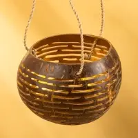 Подсвечник подвесной из кокоса, 8-12 см, коричневый