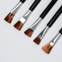 Набор аппликаторов для теней, с кистью, двусторонние, 5 шт, 7,5 см, цвет чёрный/серебристый