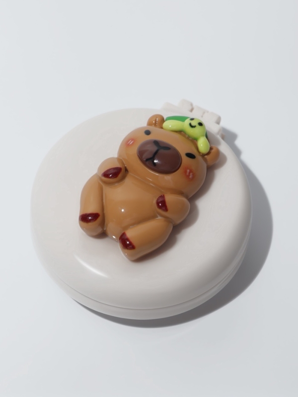 Расчёска массажная &laquo;Капибара&raquo;, складная, с зеркалом, d=6.5 см, белая