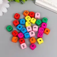 Бусины для творчества дерево "Алфавит на кубиках" набор 30 шт 1х1 см