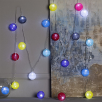 Гирлянда &laquo;Нить&raquo; 5 м с насадками &laquo;Клубки цветные&raquo;, IP20, прозрачная нить, 20 LED, свечение белое, 220 В