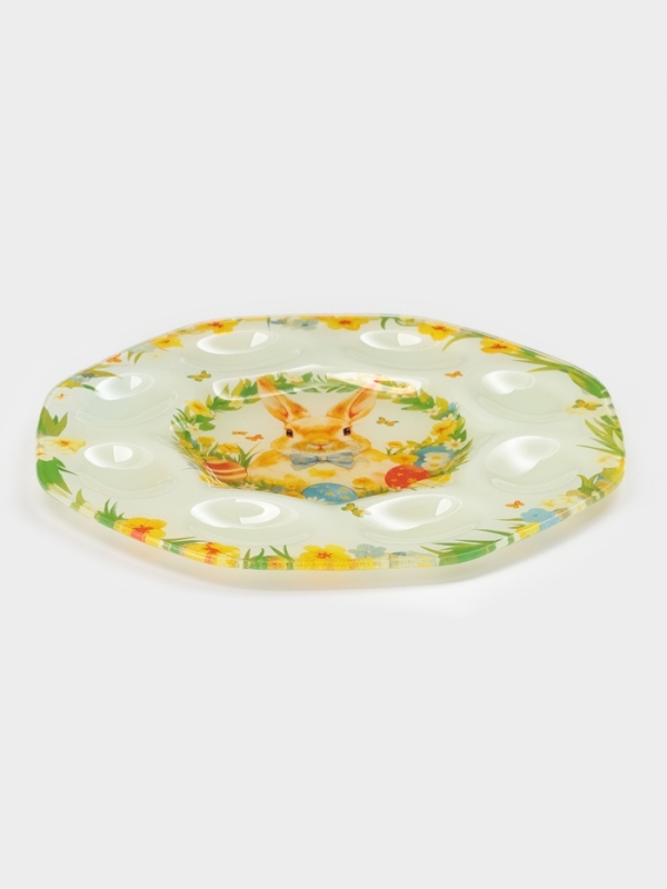 Подставка для яиц 8 ячеек "Пасха. Кролик с бантиком", 22х22х1 см