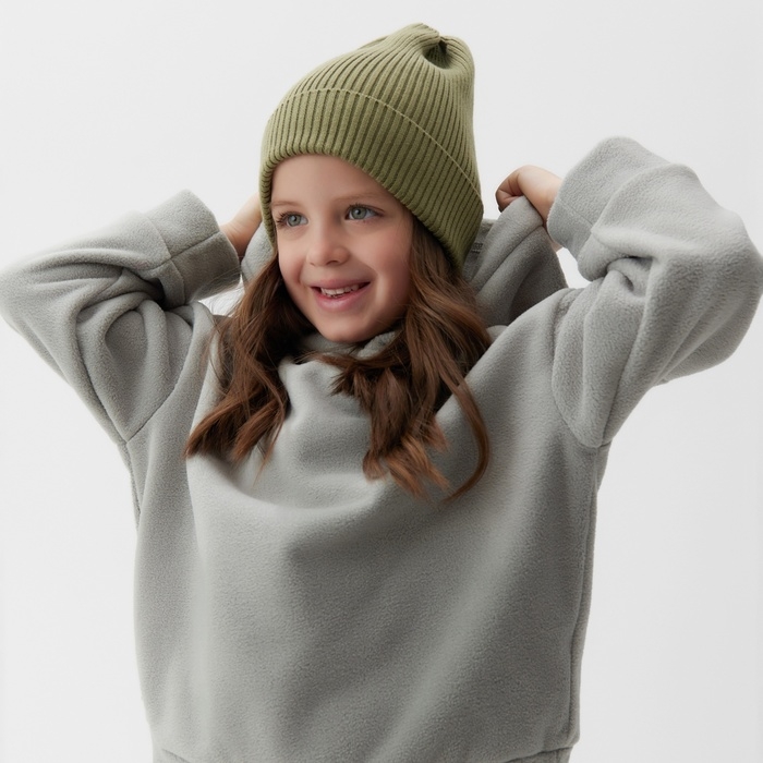 Костюм флисовый (худи и брюки) детский MINAKU: Fleece Soft, цвет графит, рост 110 см