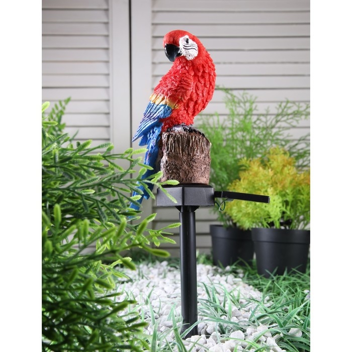 Садовый светильник на солнечной батарее &laquo;Красный Ара&raquo;, 45 см, 1 LED, свечение тёплое белое