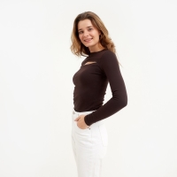 Лонгслив женский MINAKU: Basic line цвет шоколадный, р-р 46 Лонгслив женский MINAKU: Basic line цвет шоколадный, р-р 46