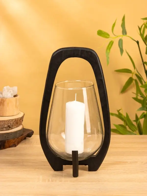 Подсвечник "Аура" 18х19х33 см, стекло, дерево