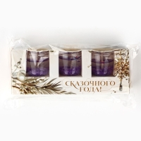 Свечи гелевые новогодние &laquo;Сказочного года&raquo; на Новый год на Новый год, 3 шт, сиреневые, 2,5 х2,5 х 2,5 см