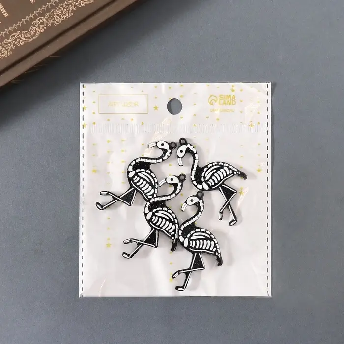 Декор для творчества акрил двусторонний "Скелет фламинго" блеск 5,2х2,8х0,3 см
