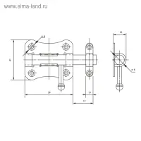Задвижка дверная ЗД 007, 40 мм, черная