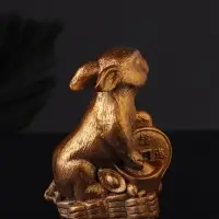 Набор "Кролик фен-шуй с подсвечником", 12х20 см, бронза