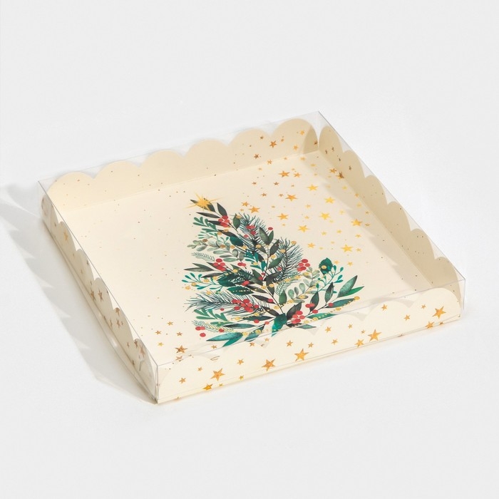 Коробка для кондитерских изделий с PVC крышкой «Елка», 21 х 21 х 3 см Коробка для кондитерских изделий с PVC крышкой «Елка», 21 х 21 х 3 см