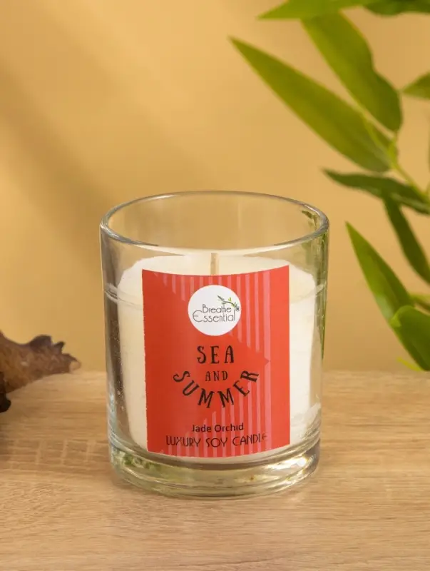 Свеча с кристаллом внутри Sea and Summer "Jade orchid" орхидея, 120 гр