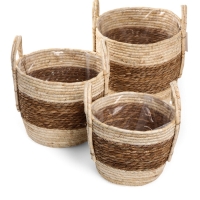 Набор кашпо "Инга" светло-бежевое, 20,5х25/25,5х28/27х33см