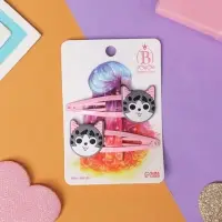 Невидимка для волос "Абель" (набор 2 шт) серый котик, 5 см