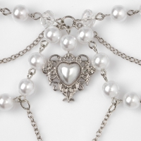Колье с жемчугом «Сердце» ажурные капли, цвет белый в серебре Колье с жемчугом «Сердце» ажурные капли, цвет белый в серебре