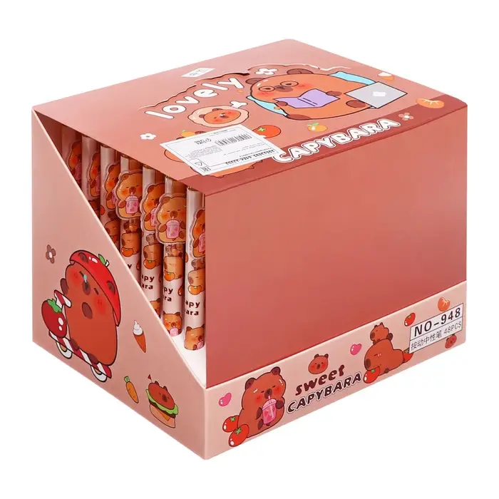 Ручка гелевая-прикол, автоматическая, синий стержень, Капибара МИКС