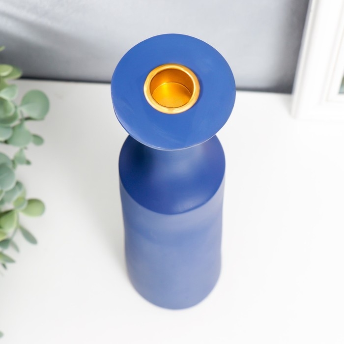 Подсвечник полистоун "Рьюкан" синий фиолет 30х7,5х7,5 см