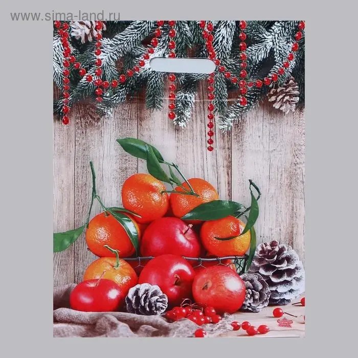 Пакет &laquo;Композиция с мандаринами&raquo;, полиэтиленовый с вырубной ручкой, 40&times;31 см