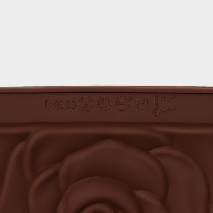 Форма для шоколада Доляна &laquo;Роза&raquo;, силикон, 17,5&times;10,5&times;1 см, цвет коричневый