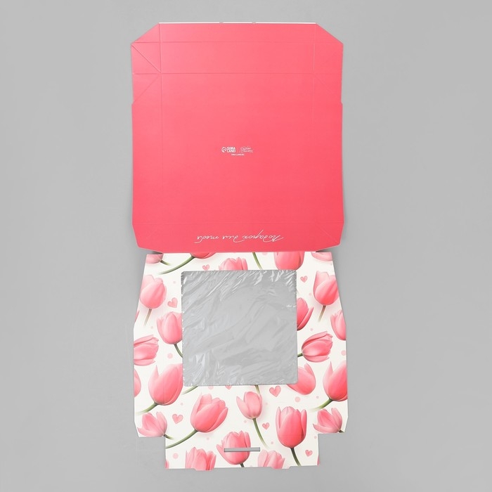 Кондитерская упаковка, коробка с ламинацией &laquo;Тюльпаны&raquo;, 20 х 20 х 4 см