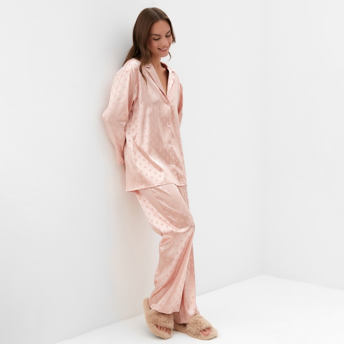 Пижама женская (рубашка и брюки) KAFTAN Пижама женская (рубашка и брюки) KAFTAN "Горох" цвет розовый, размер 40-42