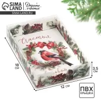 Коробка для макарун &laquo;Счастье в Новом Году!&raquo;, 18 х 12 х 3.5 см