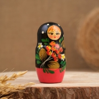 Матрёшка &laquo;Рябина&raquo;, чёрный платок, 3 кукольная, 12 см