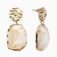 Серьги "Стиль камня", цвет белый в золоте