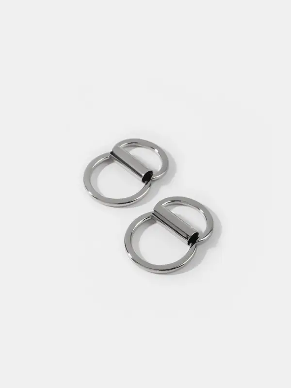 Полукольцо для сумок двойное, d=15 мм, толщина - 1 мм, 2 шт., цвет серебряный