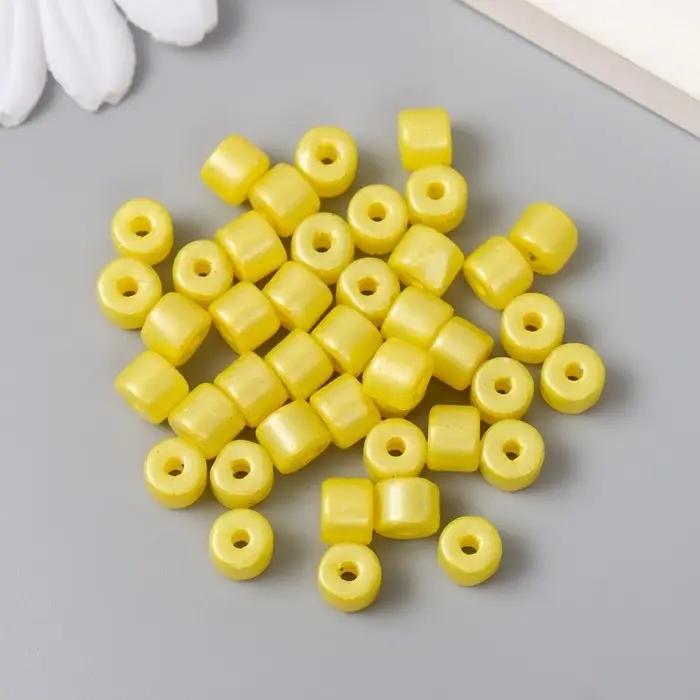 Бусины для творчества пластик цилиндр "Лимон" набор 20 гр 0,6х0,6х0,5 см