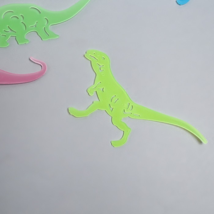 Наклейка фосфорная "Динозавры" с клеевыми подушечками набор 8 шт МИКС 19х13 см