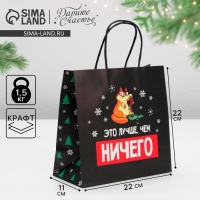 Пакет подарочный новогодний &laquo;Это лучше, чем ничего&raquo;, 22 х 22 х 11 см