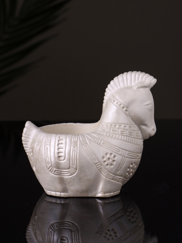 Кашпо "Лошадка с орнаментом" 8х9х6 см, перламутр