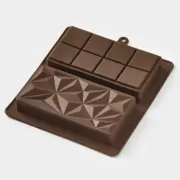 Форма для дубайского шоколада 2 плитки "Квадраты, пирамиды" 21x19x2,5 см