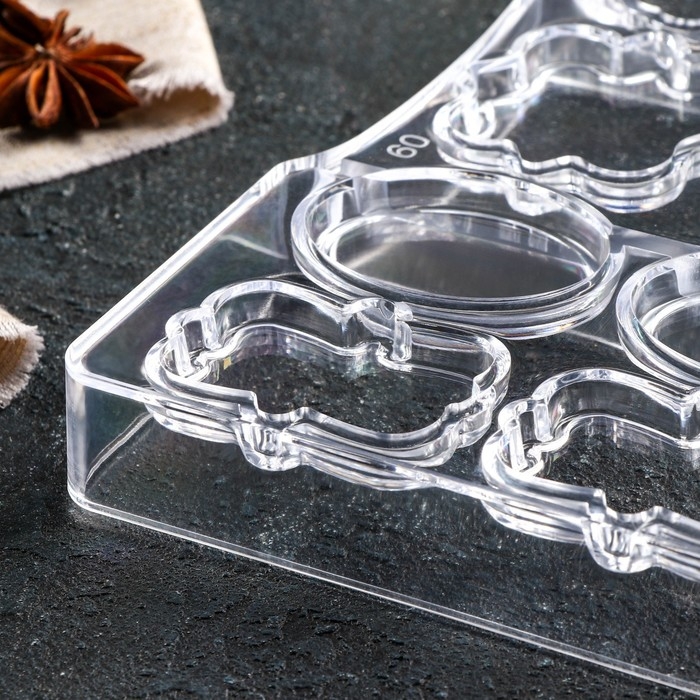 Форма для конфет и шоколада &laquo;Рамочка&raquo;, 10 ячеек, 20&times;12&times;2,5 см, цвет прозрачный