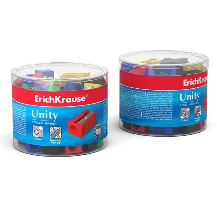 Точилка 1 отверстие ErichKrause Unity Neon, отверстие диаметром 8 мм, микс