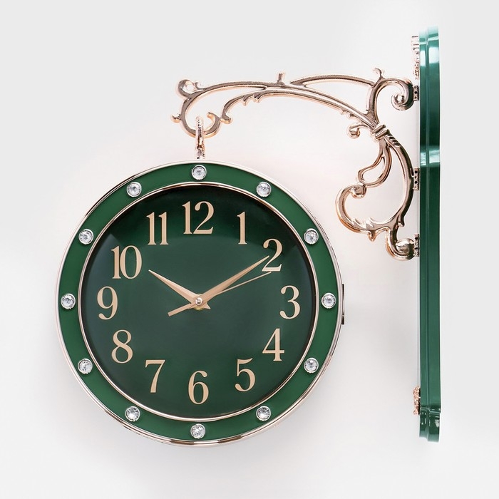 Часы настенные, на подвесе &laquo;Малахит&raquo;, плавный ход, 36&times;32 см, d-25 см, циферблат d-19 см