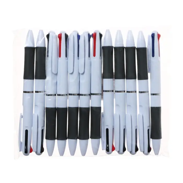 Ручка шариковая многоцветная, автоматическая, 3 цвета, стержень 0.8 мм, с резиновым держателем