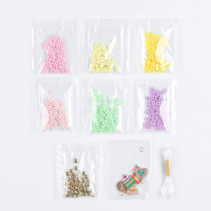 Набор для творчества. Украшения своими руками. Бусины Heishi. &laquo;Сладкая романтика&raquo;