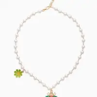 Колье на жемчужной дорожке "Пчёлка", цветная в золоте 40+удл, d6