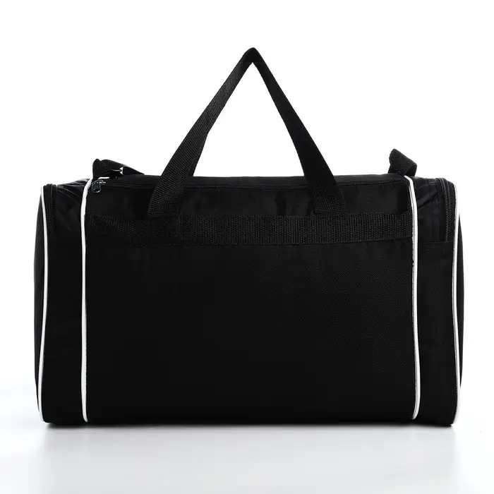 Сумка спортивная на молнии, 3 наружных кармана, длинный ремень, средний размер, цвет чёрный