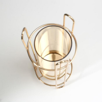 Подсвечник металл на 1 свечу "Стакан в оправе" золото 30х11х11 см